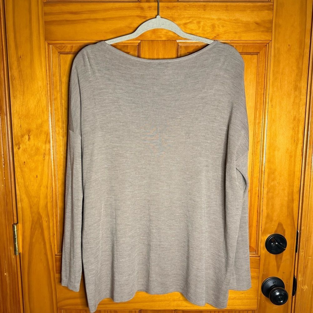 Eileen Fisher Ultrafine Merino Crew Neck Top in Barley Womens Size Large - Picture 4 of 10